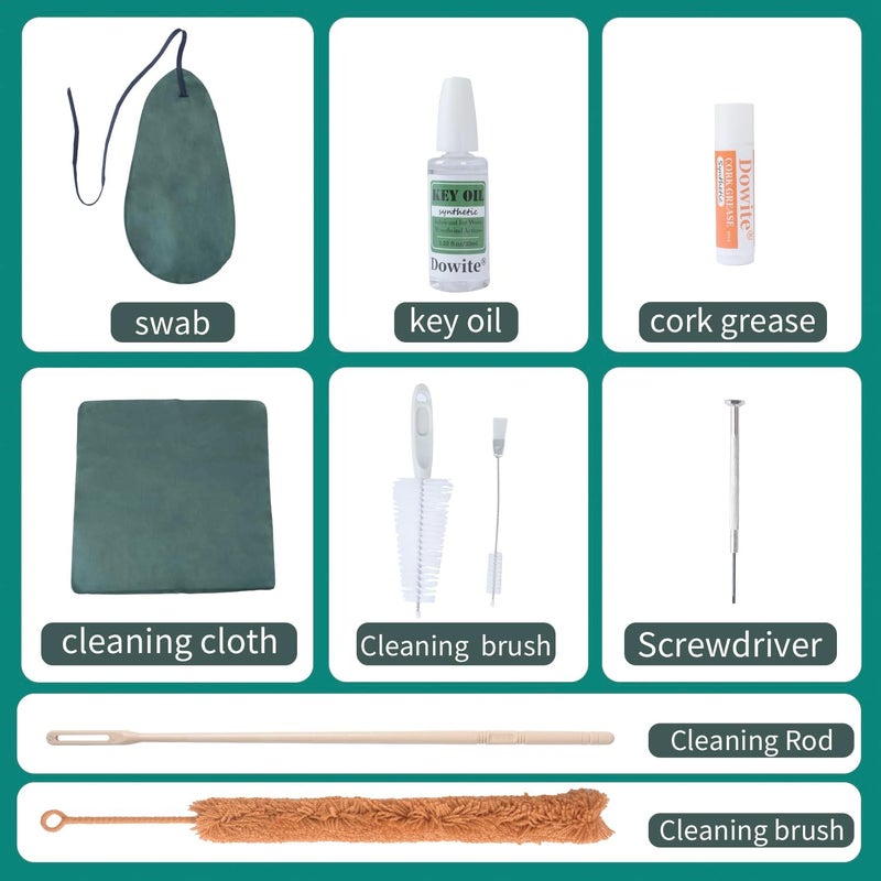 Dowite 9-in-1 Flute Cleaning Kit with Key Oil and Microfiber Swab, Professional Woodwind Care Set for Flute and Piccolo Maintenance, Includes Cleaning Rod, Mouthpiece Brush and Screwdriver, 6.4oz - Image 2